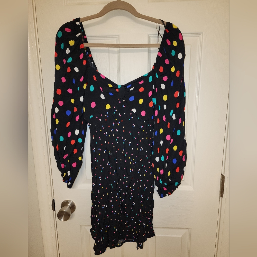 RIXO For Target Black Dress with Multicolored Polka Dots